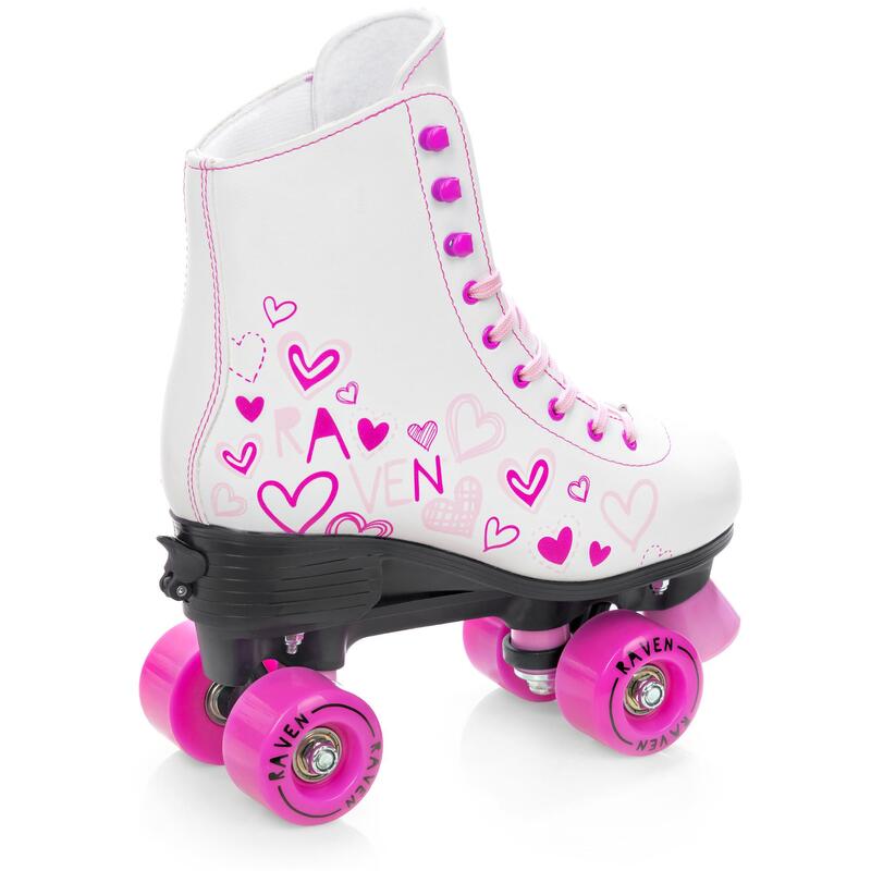 Patins de 4 rodas clássicos ajustável Raven Trista Branco/Rosa