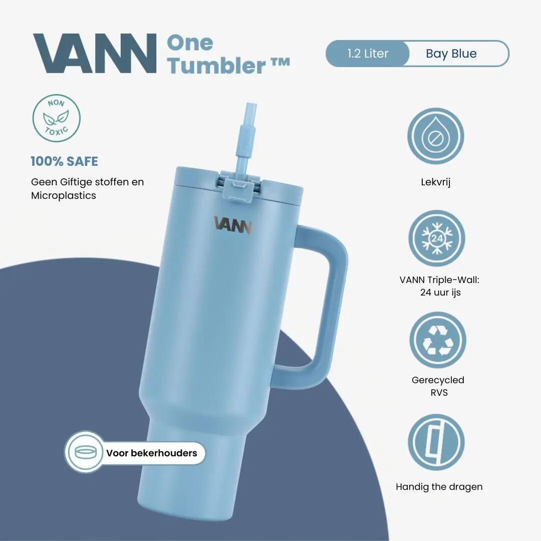 Tumbler 1,2 L - RVS lekvrij met rietje - Bay Blue 2/11