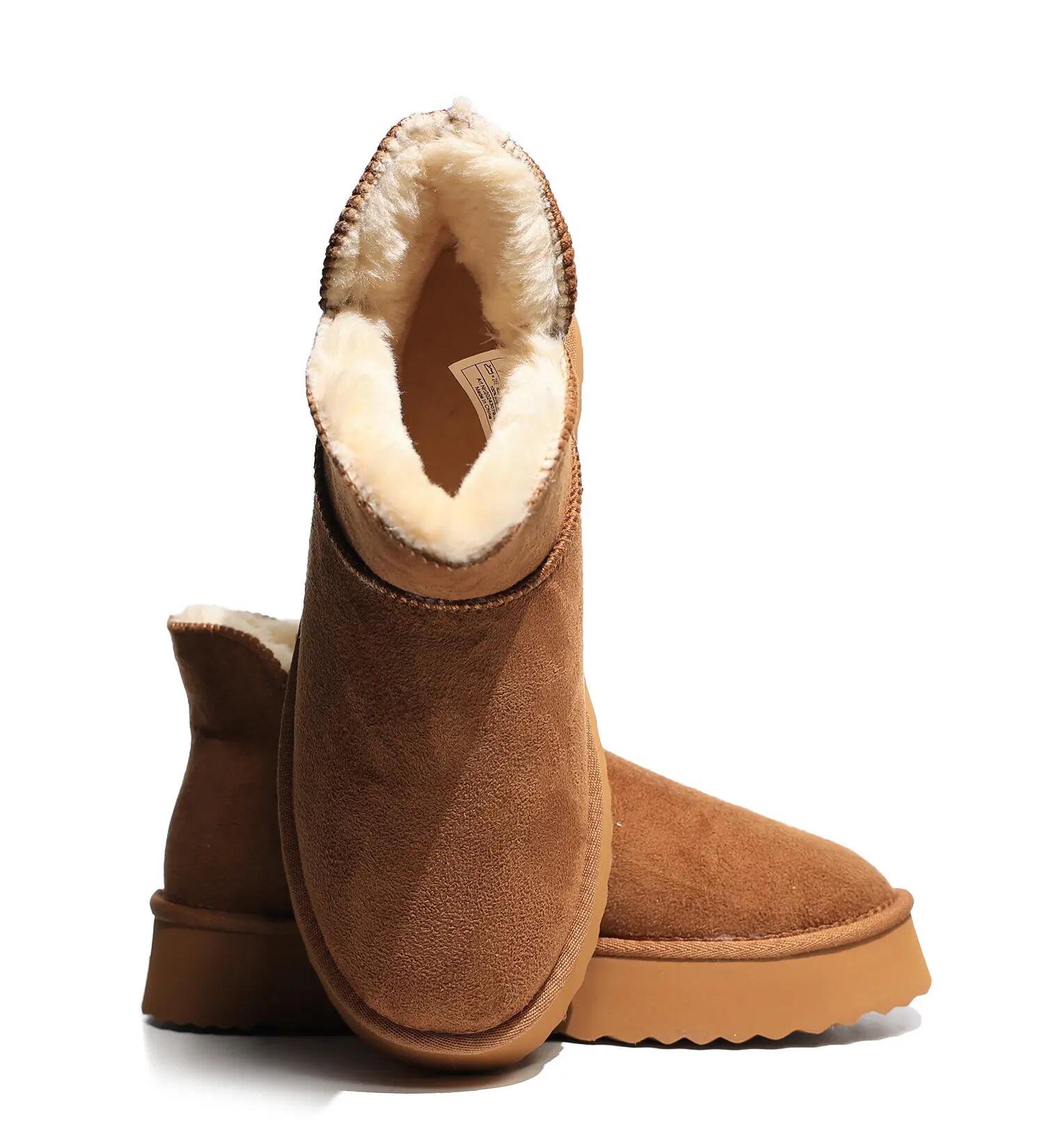 Wrangler Elsa Platform MID damessnowboots met bont, bruin (20243079.37B) 40.0 3/5