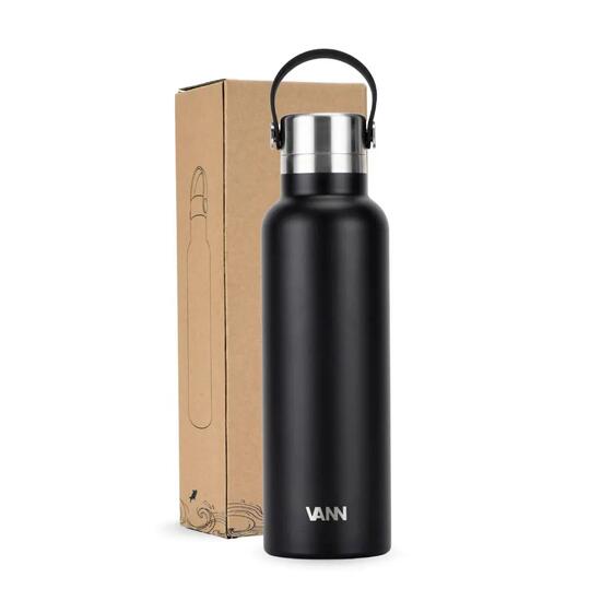 Drinkfles - Essential Bottle 600 ML - 100% RVS, plasticvrij - Zwart