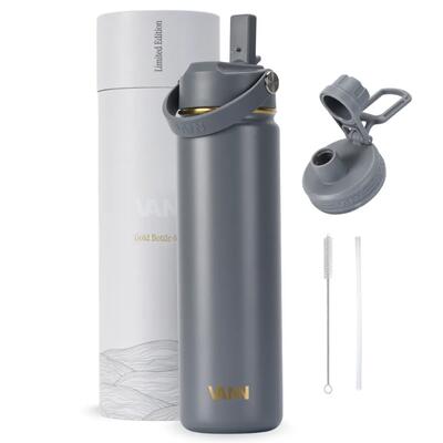 Rvs drinkfles - gold bottle 650 ml - 3-wandig geïsoleerd - macchiato