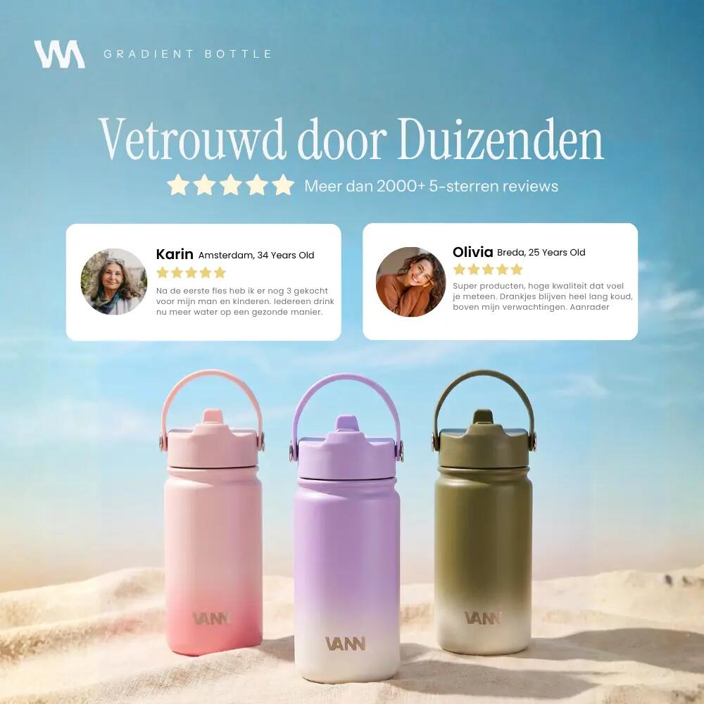 RVS drinkfles - Gradient Bottle 400 ml - 3-wandig geïsoleerd - Groen 8/9