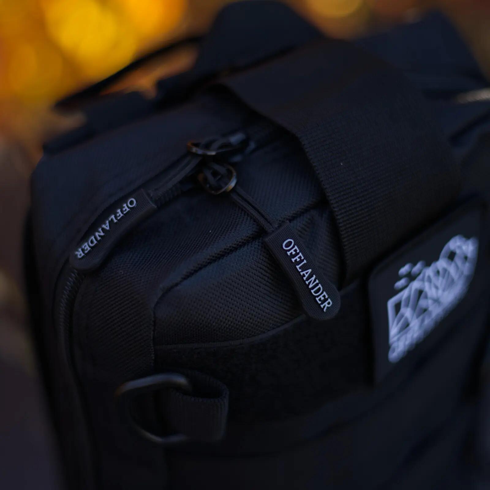 Bolsa tática Offlander MOLLE com velcro, grande, preta. 5/6