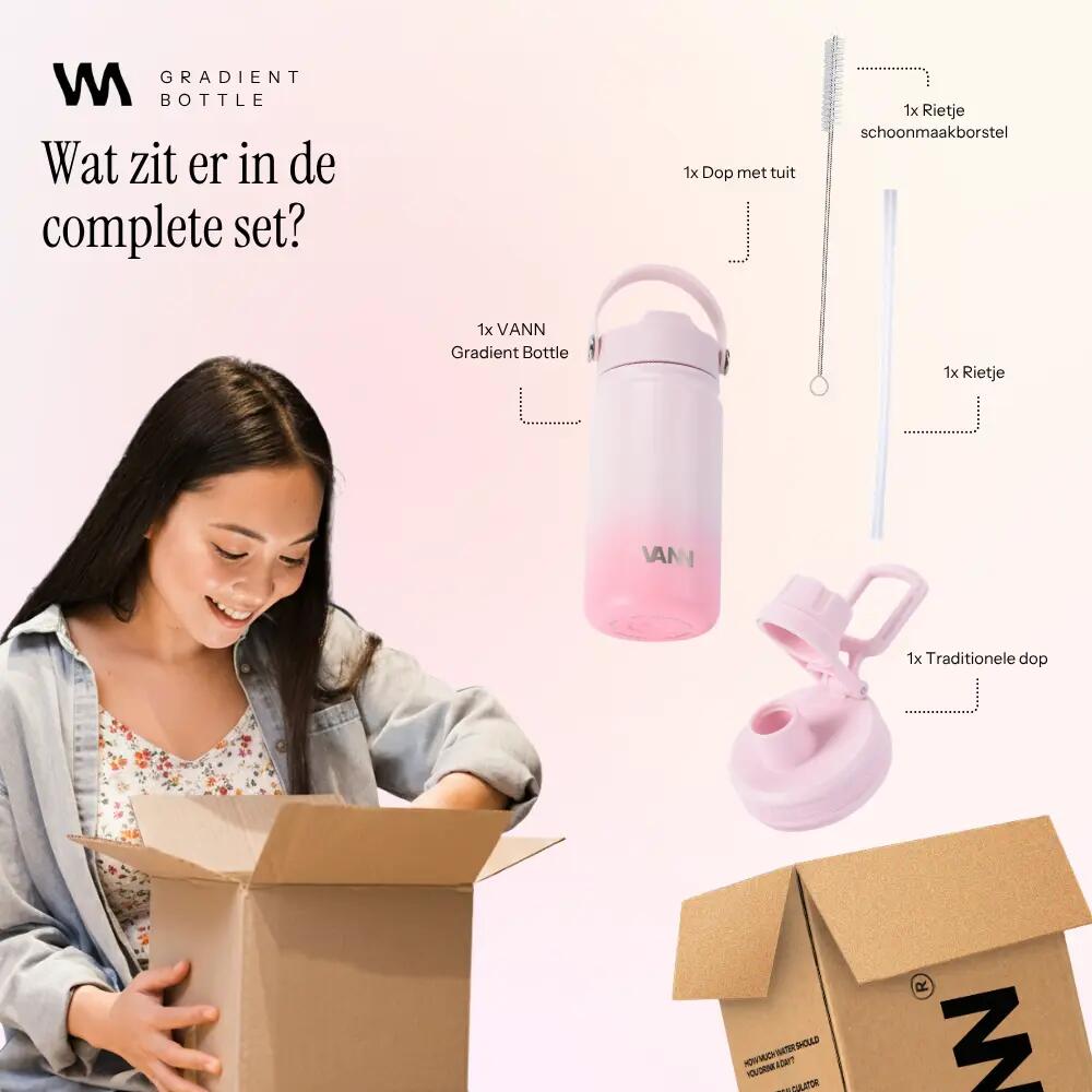 RVS drinkfles - Gradient Bottle 400 ml - 3-wandig geïsoleerd - Roze 7/9