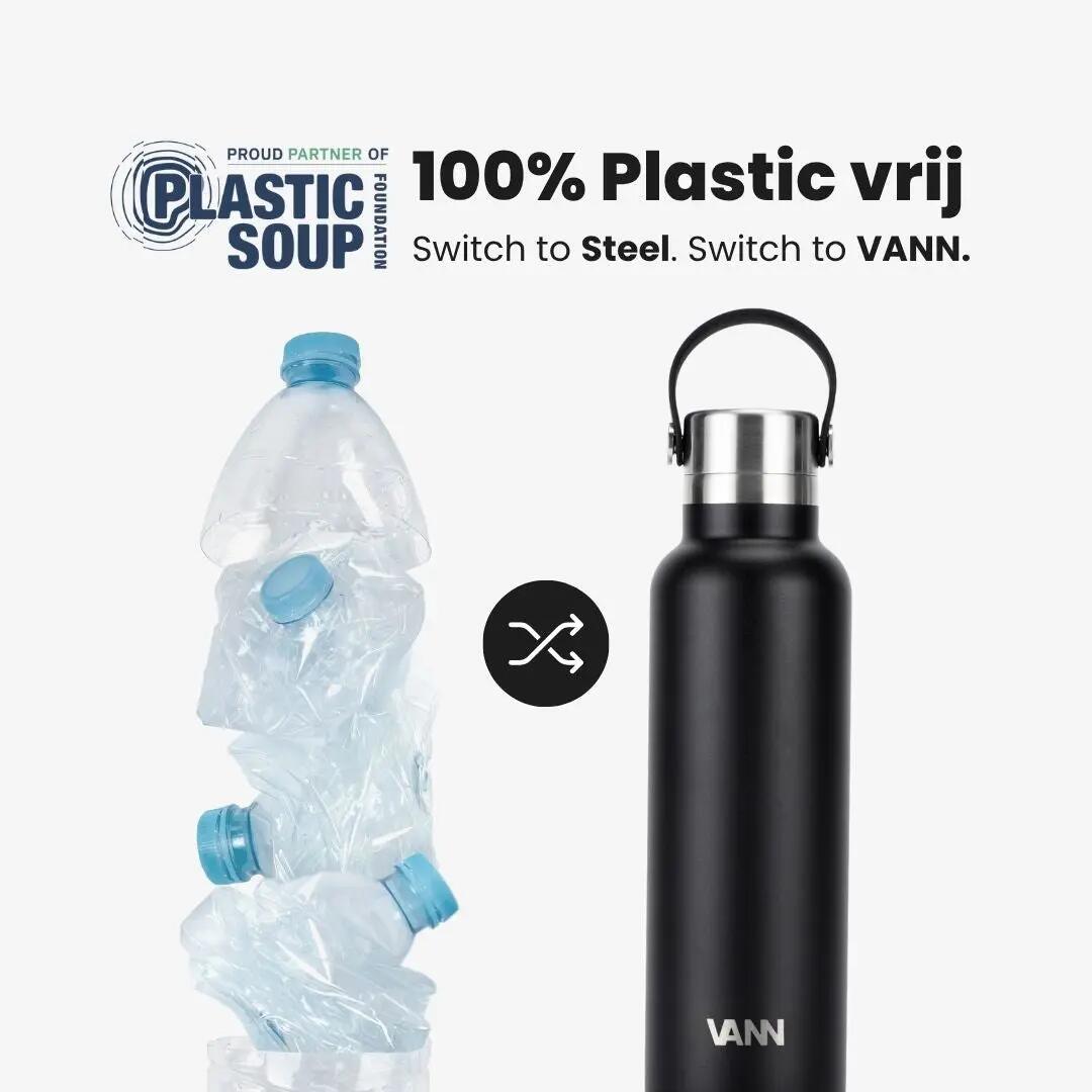 RVS waterfles - Essential Bottle 600 ml - 100% RVS, dubbelwandig - Zwart 3/10