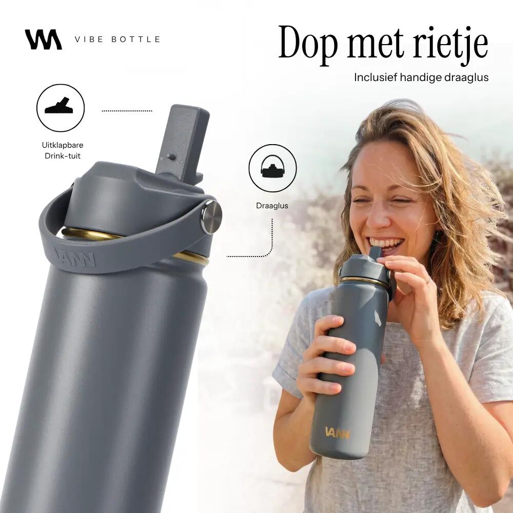 RVS drinkfles - Gold Bottle 650 ml - 3-wandig geïsoleerd - Grijs 6/9