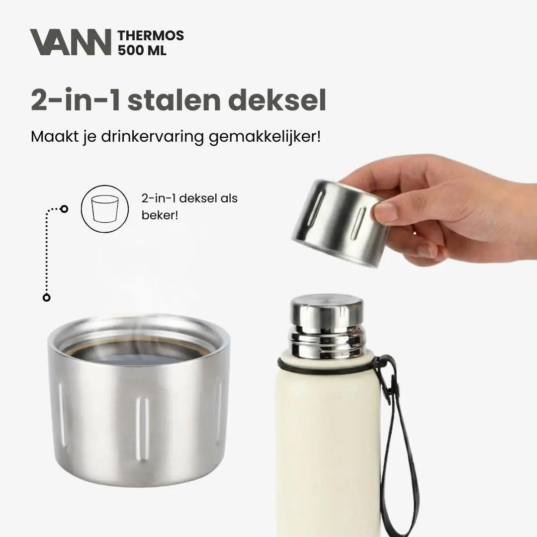 RVS thermosfles - Thermos 500 ml - houdt 12u warm - Off‑white 5/11
