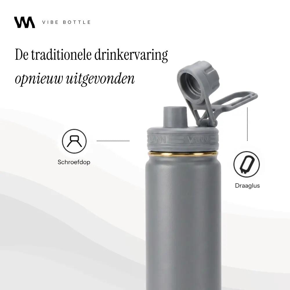 RVS drinkfles - Gold Bottle 650 ml - 3-wandig geïsoleerd - Grijs 5/9