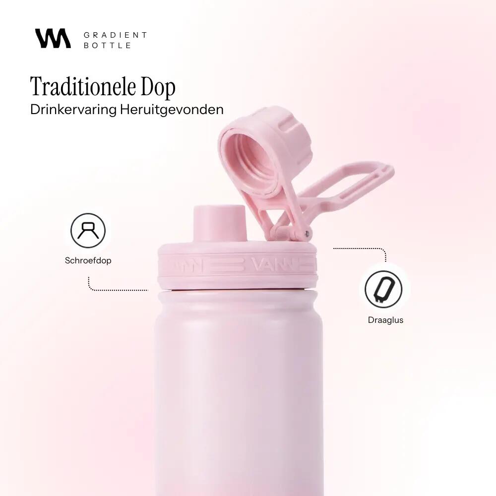 RVS drinkfles - Gradient Bottle 400 ml - 3-wandig geïsoleerd - Roze 5/9