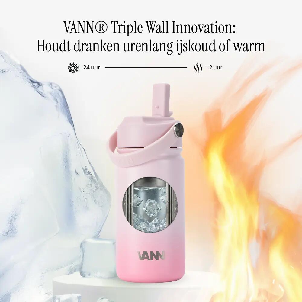 RVS drinkfles - Gradient Bottle 400 ml - 3-wandig geïsoleerd - Roze 4/9