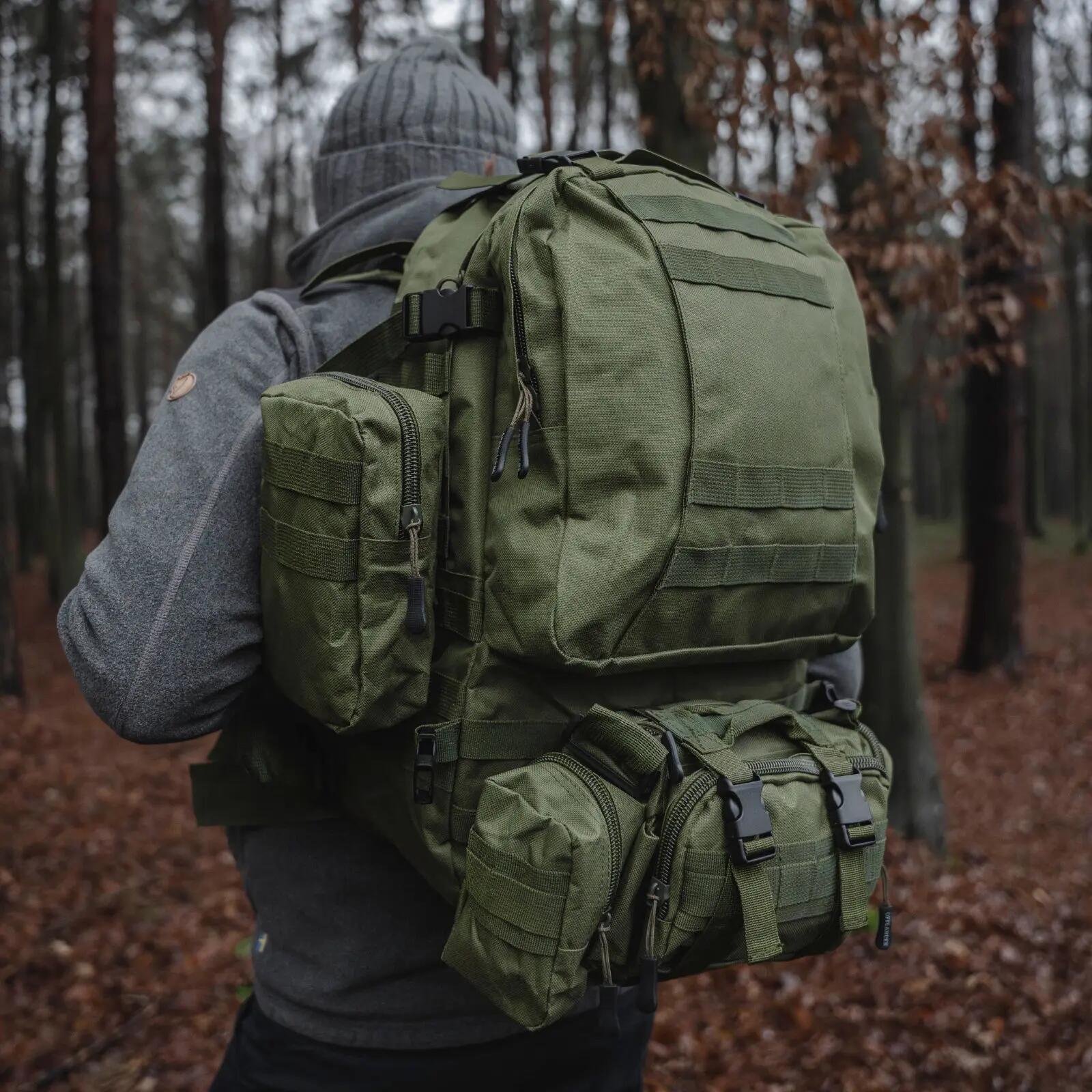 Mochila de sobrevivência OFFLANDER 38L verde para caminhadas 5/6
