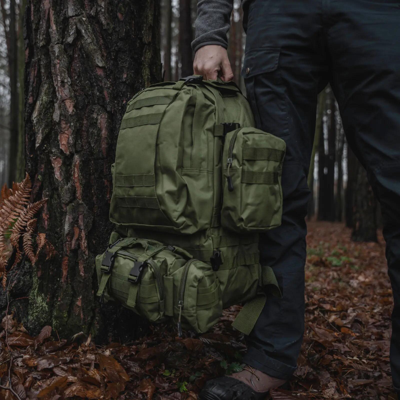 Mochila de sobrevivência OFFLANDER 38L verde para caminhadas 4/6