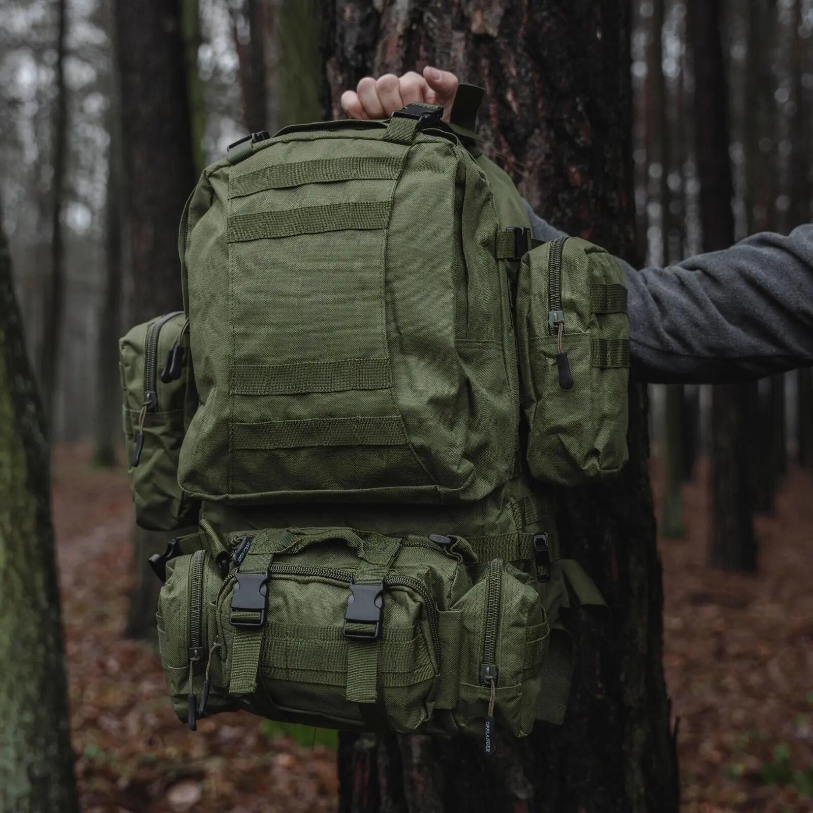 Mochila de sobrevivência OFFLANDER 38L verde para caminhadas 3/6