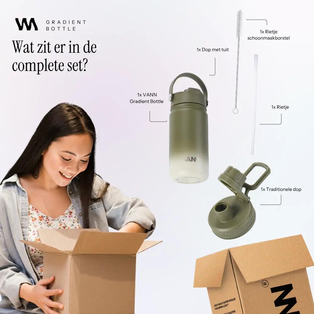 RVS drinkfles - Gradient Bottle 400 ml - 3-wandig geïsoleerd - Groen 7/9