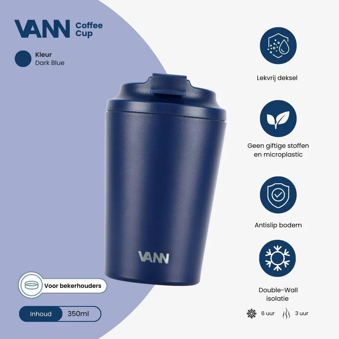 RVS koffiebeker to go - Koffiebeker 350 ml - Donkerblauw 2/9