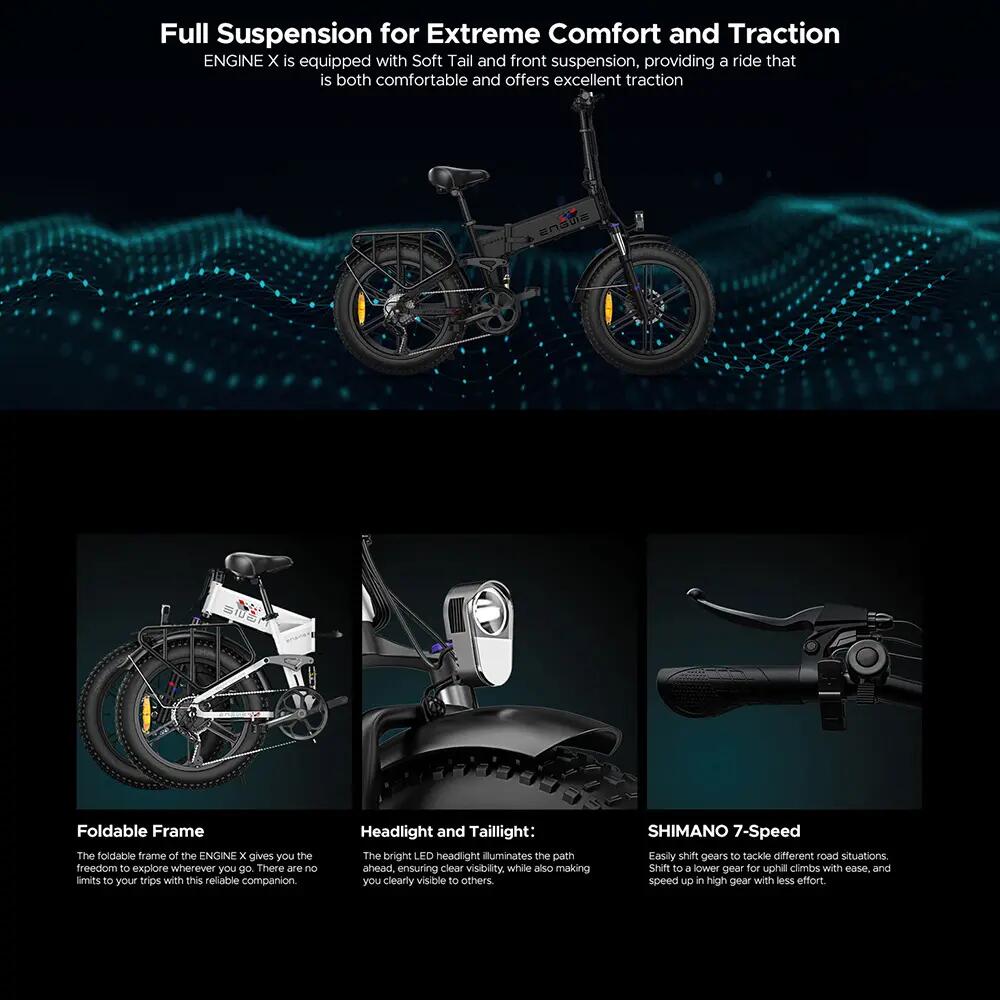 Vélo électrique pliant adulte ENGWE Engine X 250W 48V13AH 20" Pneu large 4/7
