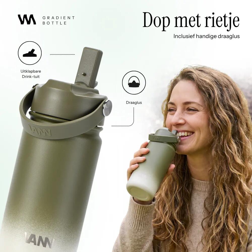 RVS drinkfles - Gradient Bottle 400 ml - 3-wandig geïsoleerd - Groen 6/9