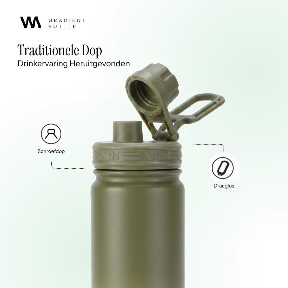 RVS drinkfles - Gradient Bottle 400 ml - 3-wandig geïsoleerd - Groen 5/9