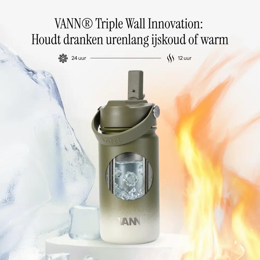 RVS drinkfles - Gradient Bottle 400 ml - 3-wandig geïsoleerd - Groen 4/9