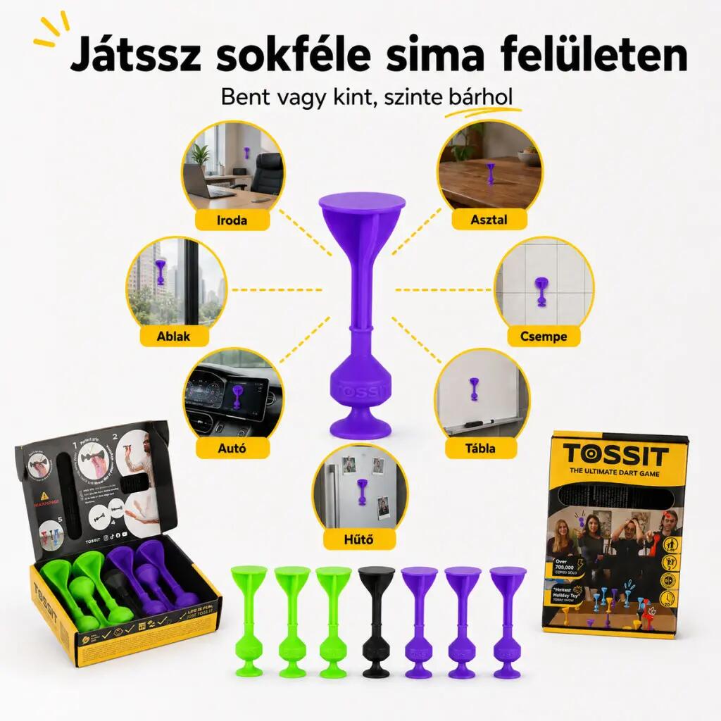 Starter Pack lila-zöld tapadókorongos darts játék, 7 játékmóddal 5/5