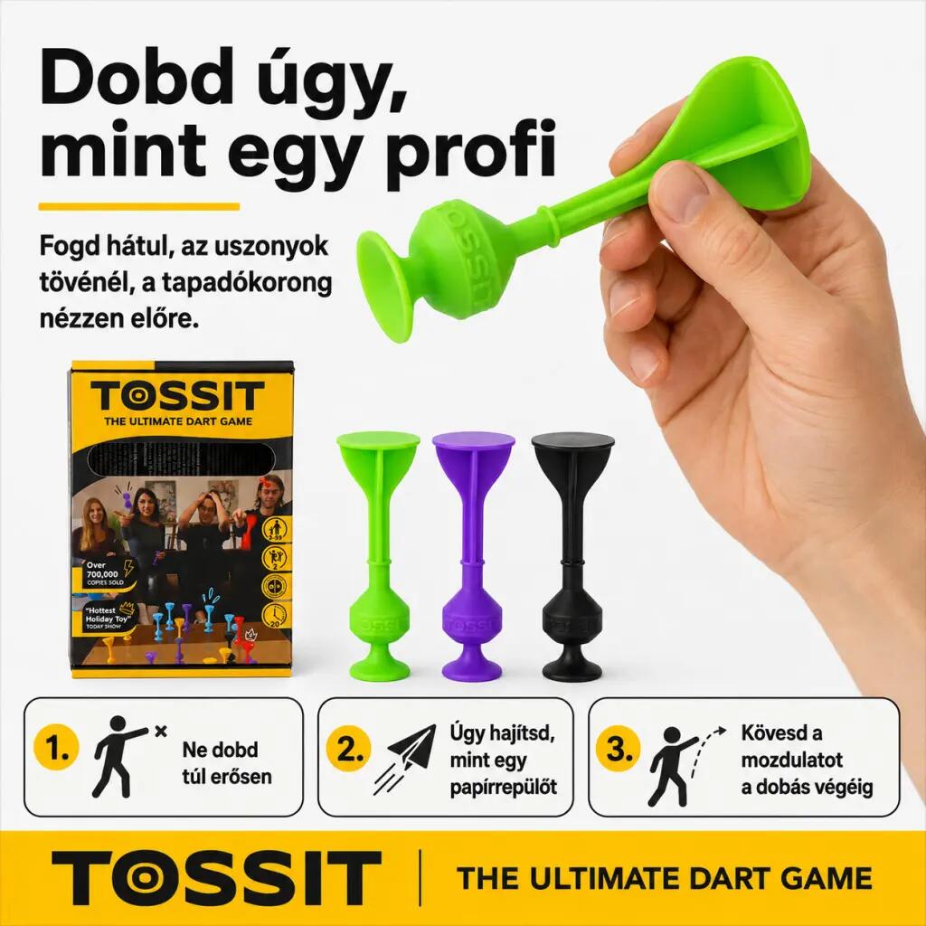 Starter Pack lila-zöld tapadókorongos darts játék, 7 játékmóddal 4/5