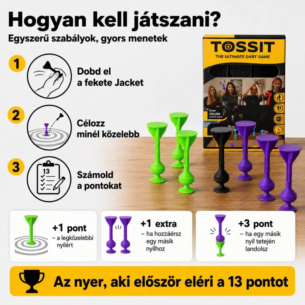 Starter Pack lila-zöld tapadókorongos darts játék, 7 játékmóddal 3/5