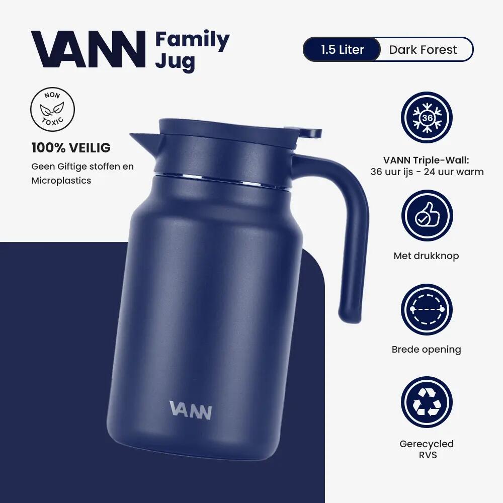 RVS thermoskan - Family Jug 1,5 L - Blauw 2/8