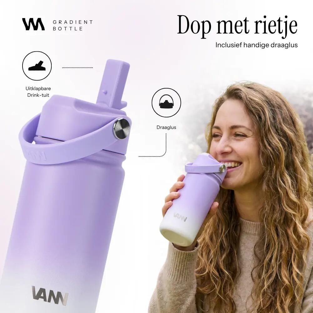 RVS drinkfles - Gradient Bottle 400 ml - 3-wandig geïsoleerd - Paars 6/9