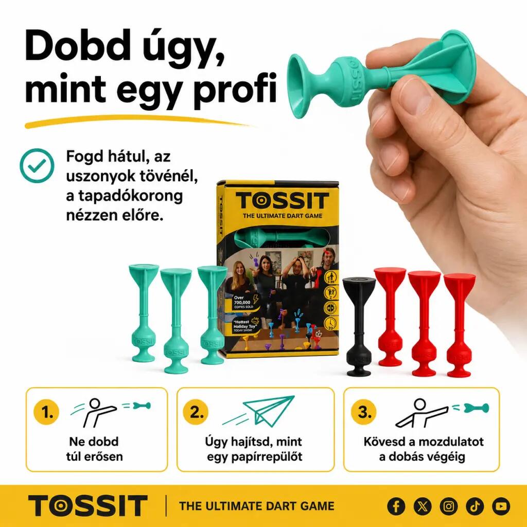Starter Pack szilikon tapadókorongos darts játék 2 főre, piros-türkiz 4/5