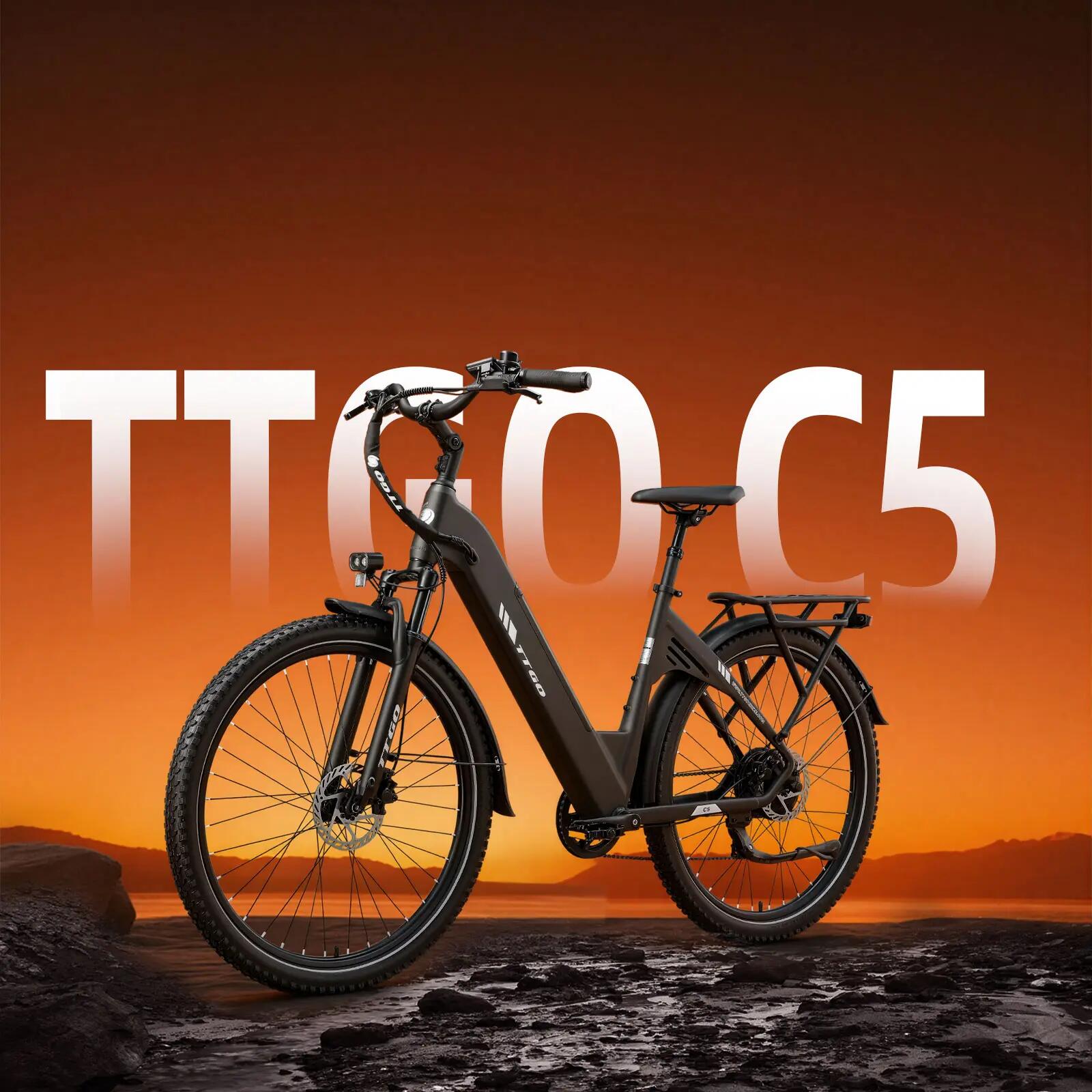 Bicicleta elétrica para adultos TTGO C5 Bateria 48V 13.5Ah Pneu 27,5 polegadas 5/13