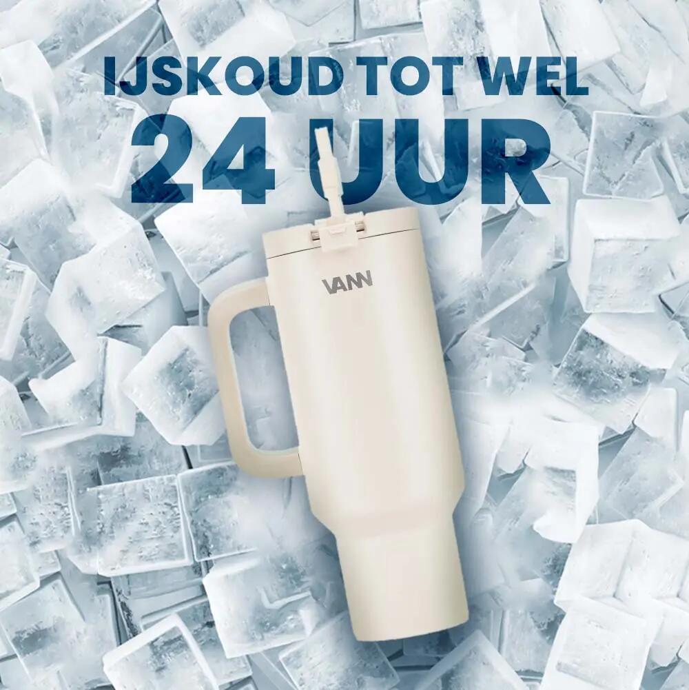 RVS drinkbeker met rietje - One Tumbler 1,2 L - lekvrij deksel - Off-white 5/12