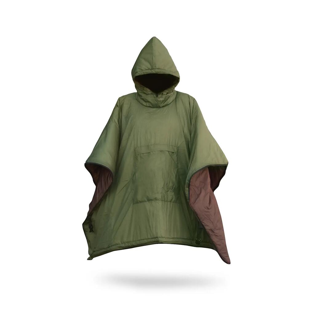 OFFLANDER camping poncho with compression cover, insulated, waterproof, green an