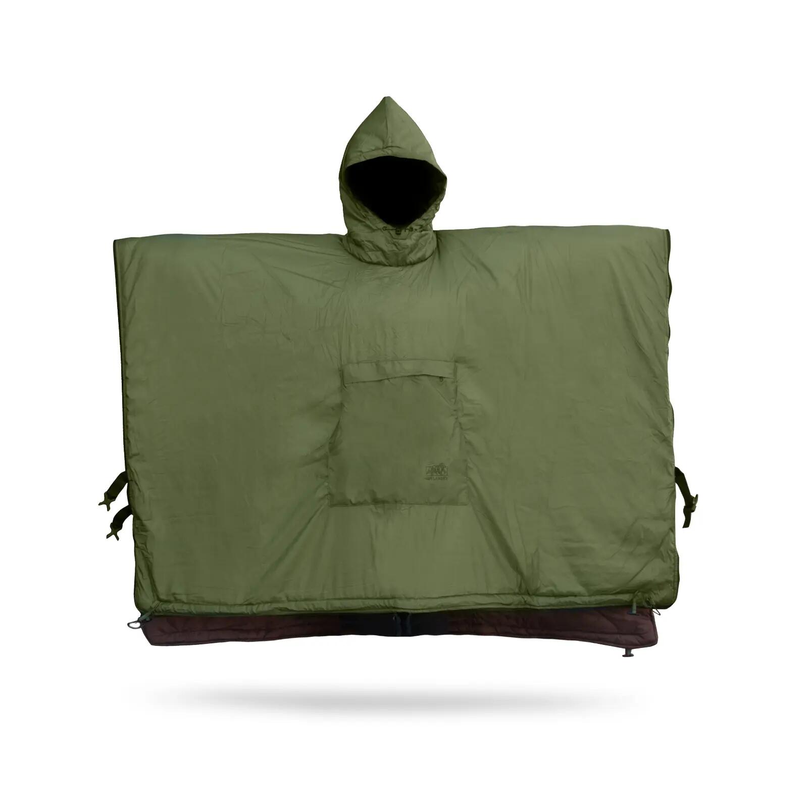 Poncho de campismo OFFLANDER com capa de compressão, isolado, impermeável, verde 2/4