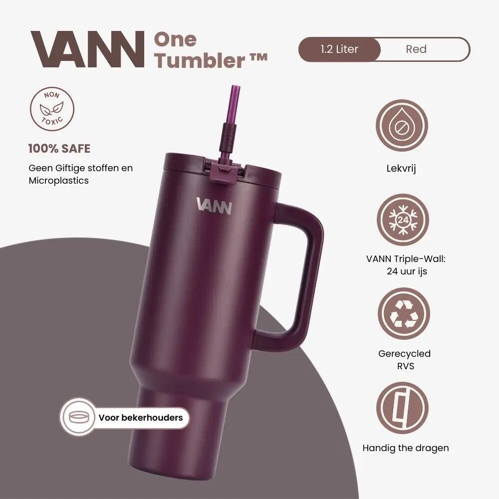 Drinkfles - Wandelen - Tumbler 1,2 L - Lekvrij RVS - Garnet 2/11