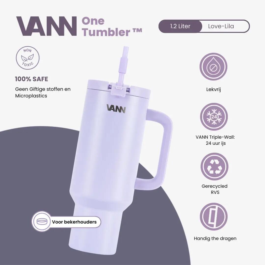Drinkfles - Wandelen - Tumbler 1,2 L - RVS, lekvrij - Love Lila 2/11