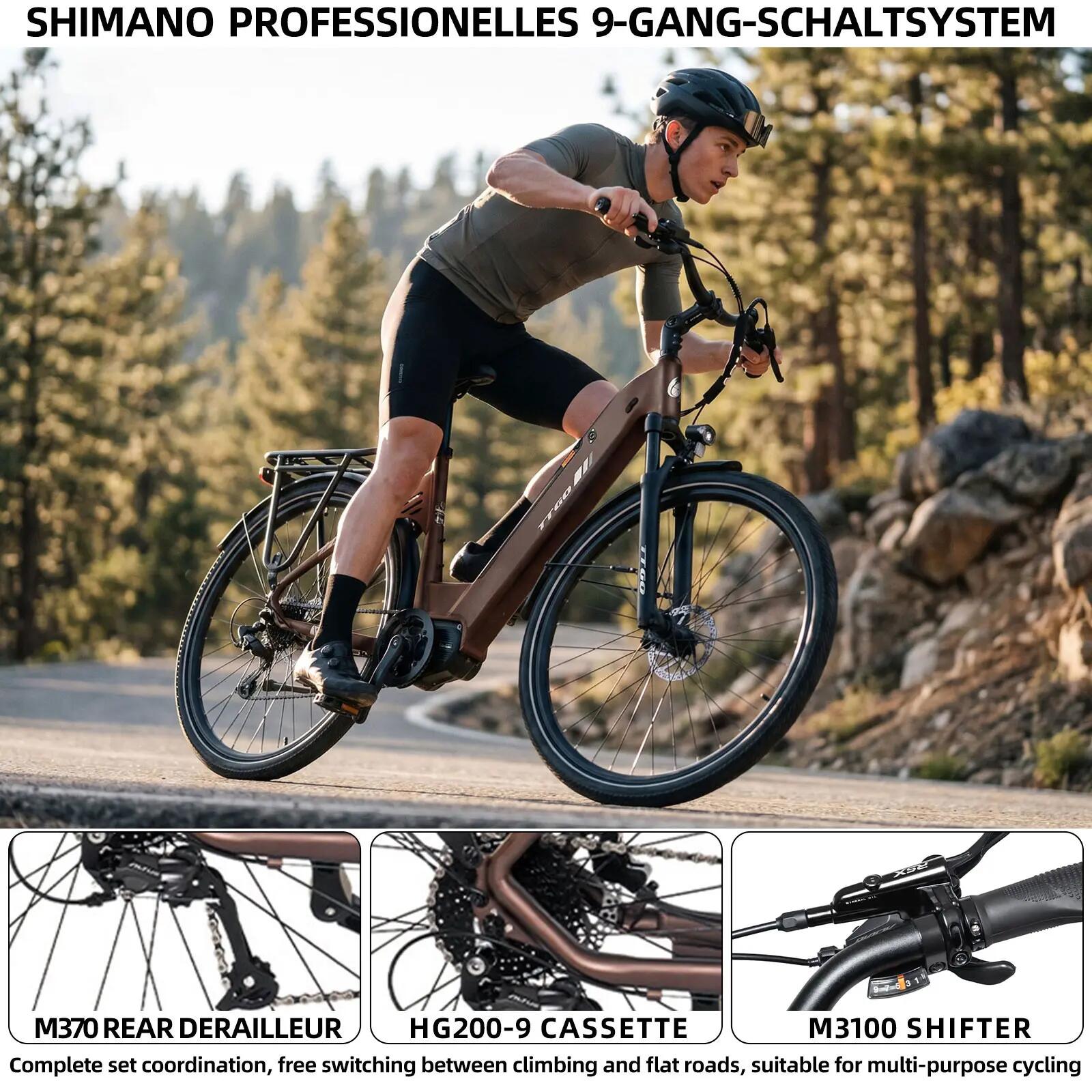 Elektrofahrrad für Erwachsene TTGO C7SE Akku 36V18Ah Reifen 28 Zoll 10/15