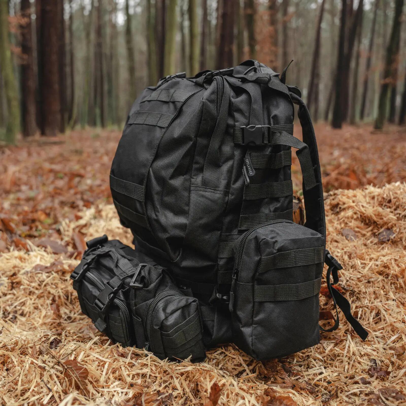 Mochila de sobrevivência OFFLANDER 38L preta para caminhadas 6/6