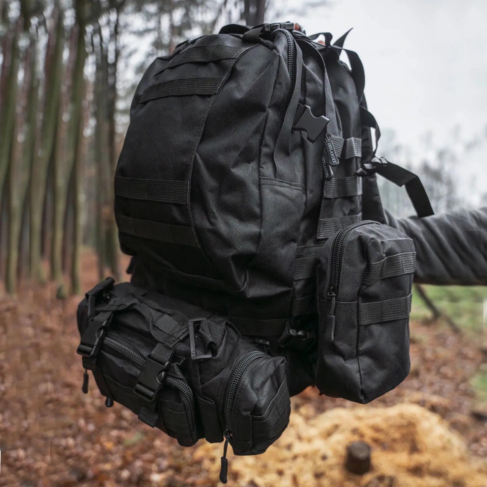 Mochila de sobrevivência OFFLANDER 38L preta para caminhadas 3/6