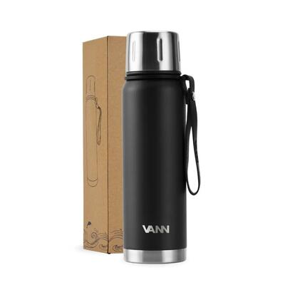 Rvs thermosfles - thermos 500 ml - houdt 12u warm - off‑white