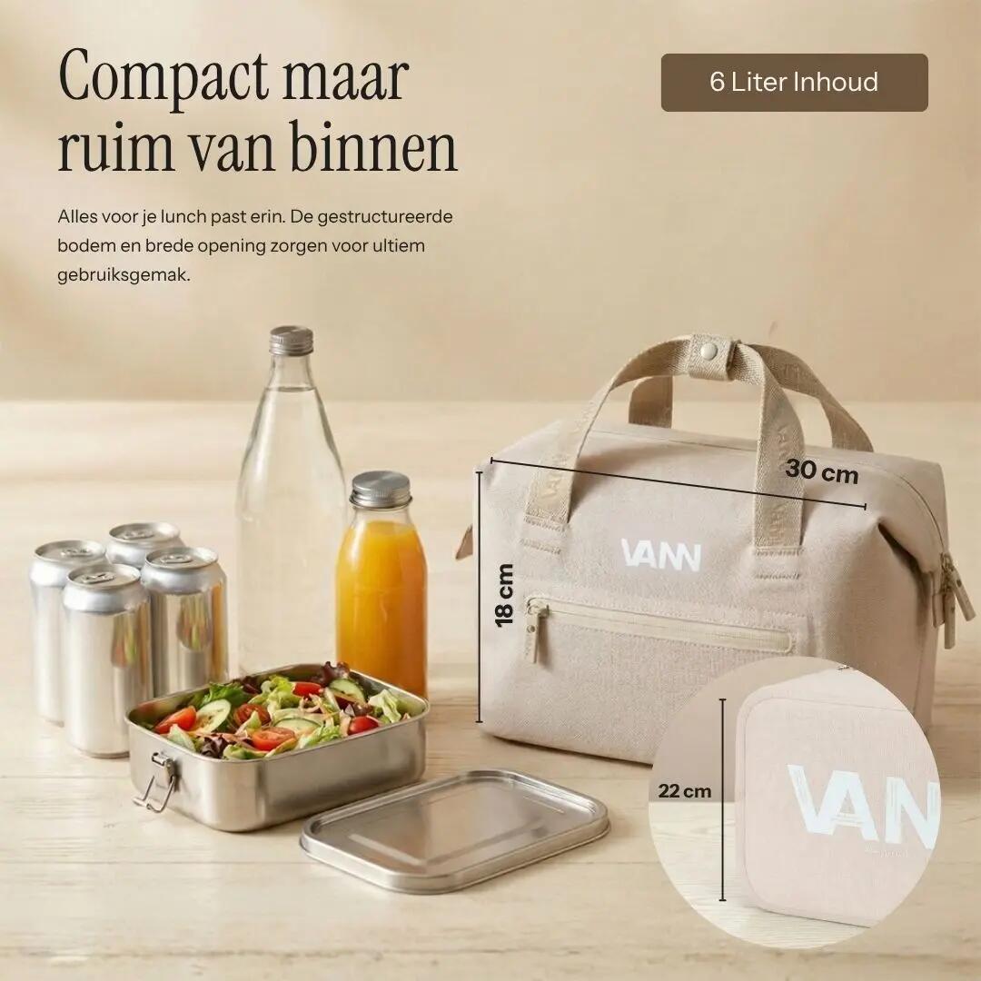 Koeltas lunchtas - Ease Lunchbag 6 L - geïsoleerd - Beige 2/12