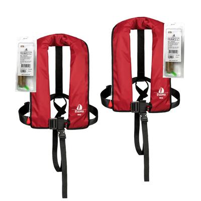 2-pack automatisch reddingsvest 165n iso met harnas blauw incl kits