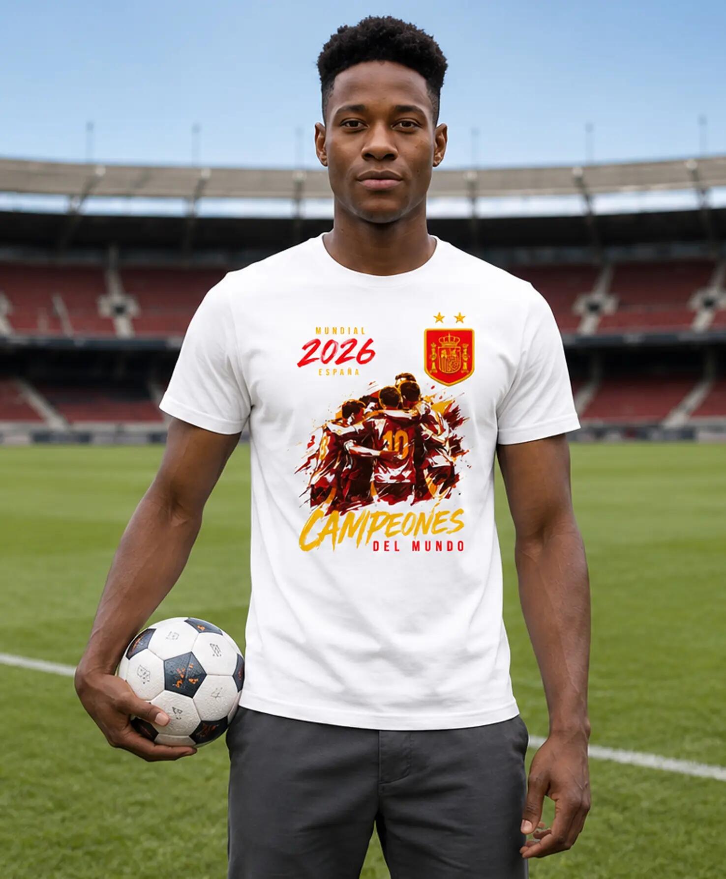 Camiseta manga corta España Campeones del Mundo 2026. 100% algodón 4/5