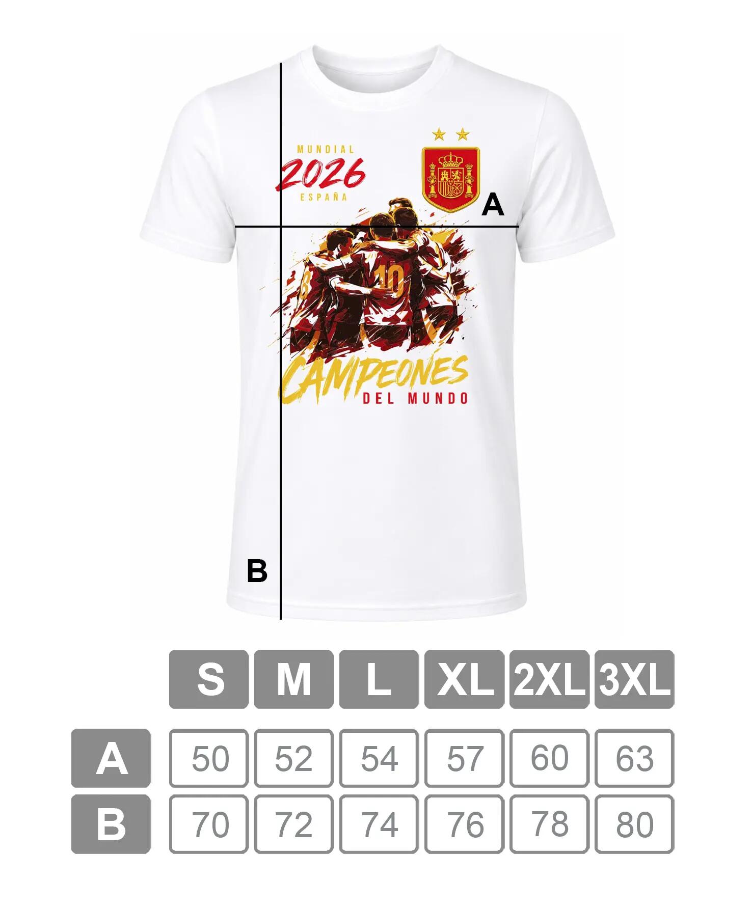 Camiseta manga corta España Campeones del Mundo 2026. 100% algodón 5/5