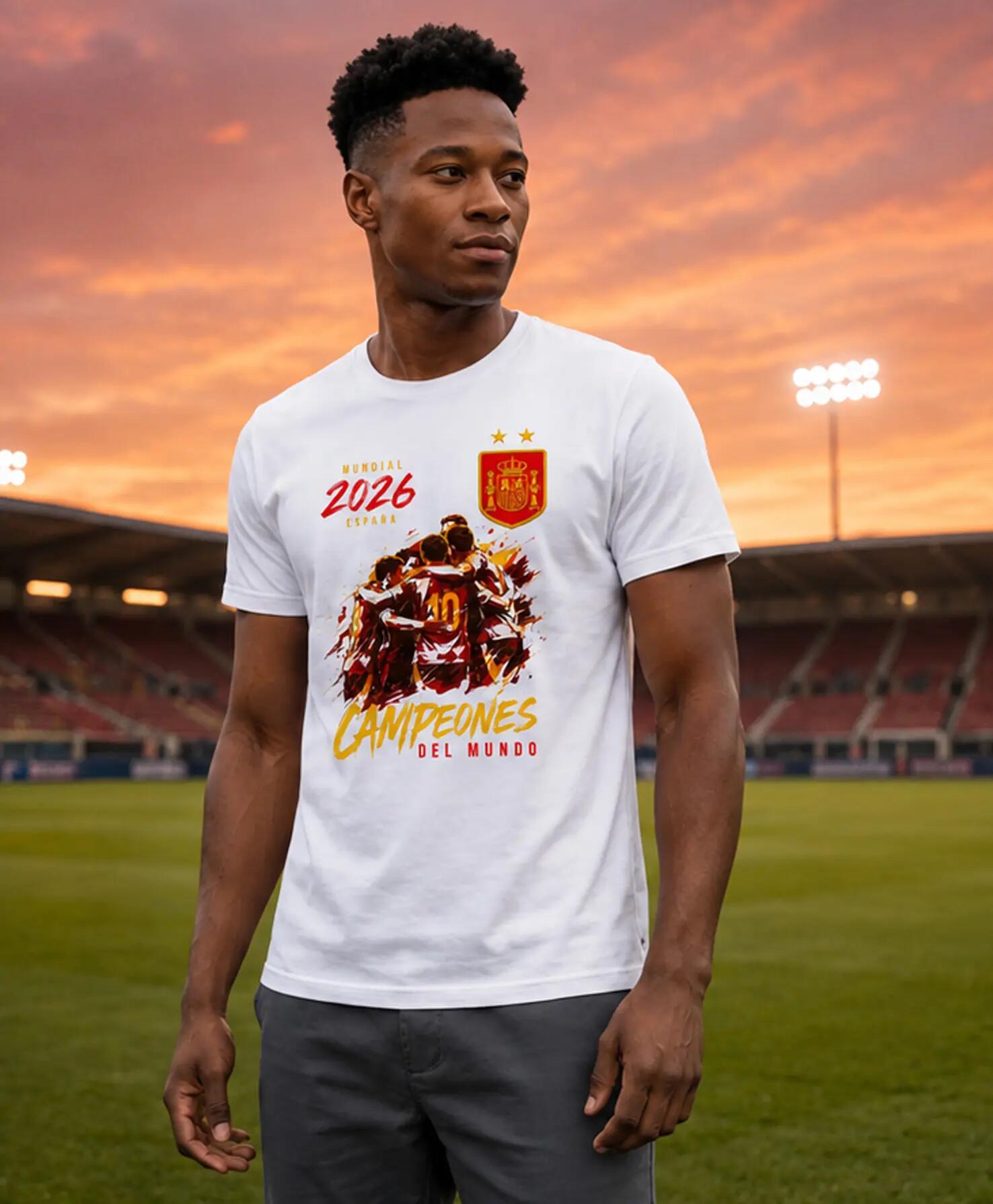 Camiseta manga corta España Campeones del Mundo 2026. 100% algodón 2/5