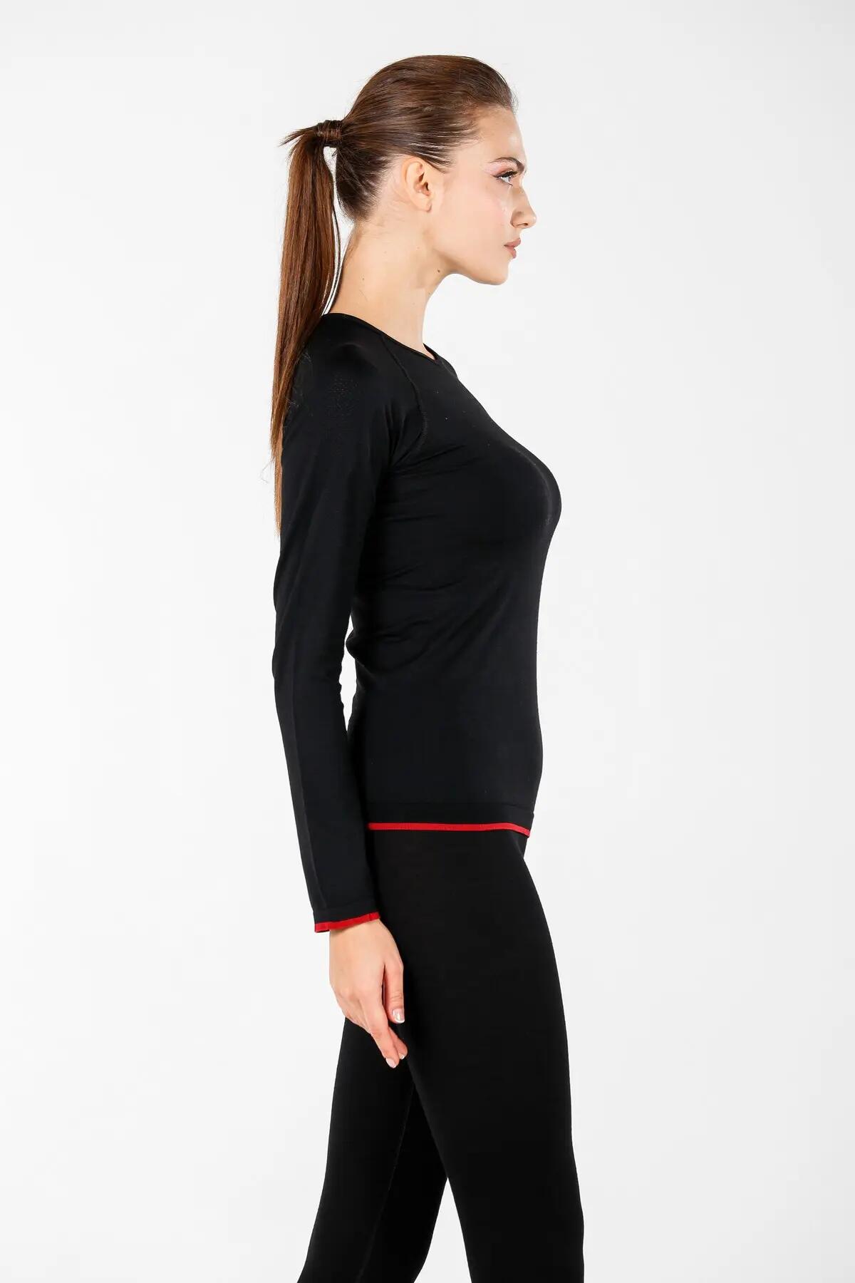 Life - Koszulka termoaktywna bezszwowa z wełną Merino L, Czarny 4/5