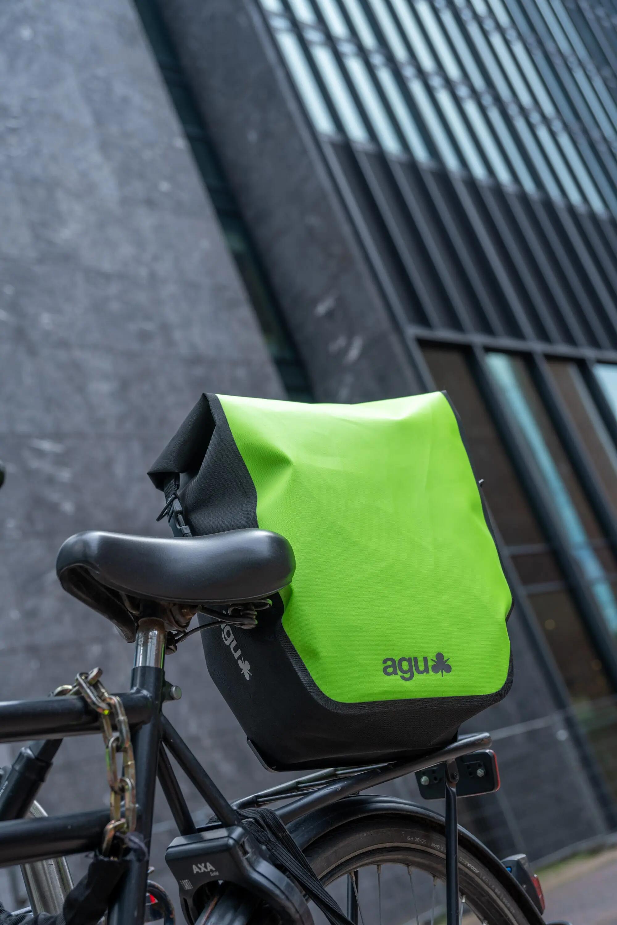 Enkele fietstas Shelter Large, waterdicht en reflecterend groen 3/4