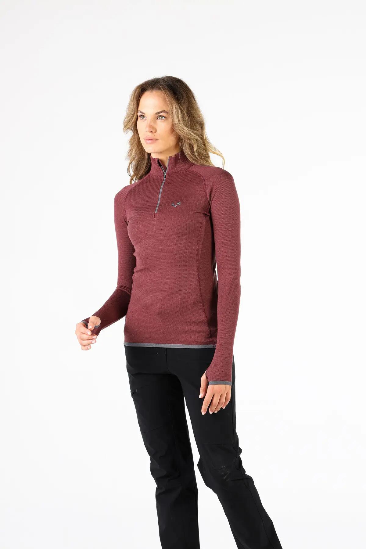 Lorica Koszulka z Długim Rękawem z 100% Wełny Merino- 230 g/m² L, Ciemnoczerwony 4/6