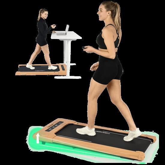 Walking Pad en pente - jusqu'à 6 km/h - LED - Bluetooth - 4.2 Aspect bois