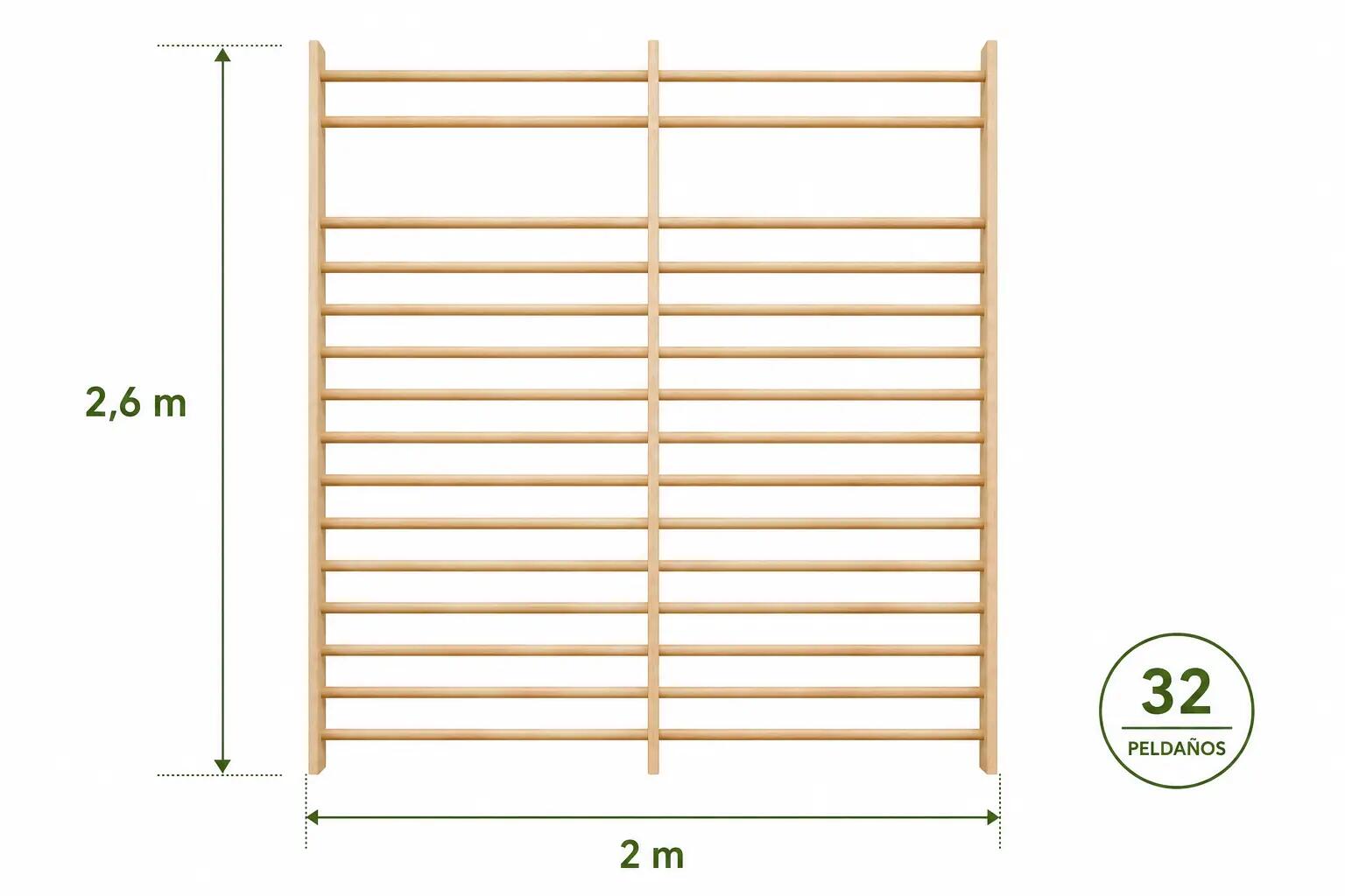 Espaldera Doble Madera de Haya 2,6 m x 2 m Fitness 2/3