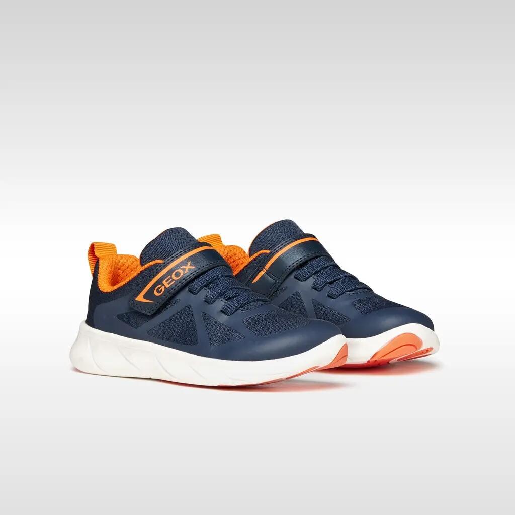 Baskets Garçon J FOOT-RUN BOY Bleu Marine/Orange 3/7